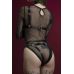 Портупея на груди Feral Feelings — Harness Bra, ліф, натуральна шкіра, колір чорний