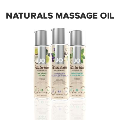 Масажна олія System JO — Naturals Massage Oil — Lavender & Vanilla з натуральними ефірними оліями (120 мл)