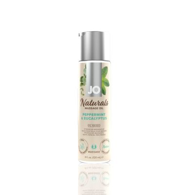 Масажна олія System JO — Naturals Massage Oil — Peppermint & Eucalyptus з натуральними ефірними оліями (120 мл)