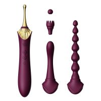 Вагінально-кліторальний вібратор Zalo — Bess 2 Velvet Purple, мультифункціональний із насадками Вагінально-кліторальний вібратор Zalo — Bess 2 Velvet Purple, мультифункціональний із насадками