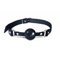 Кляп силіконовий Feral Feelings Silicon Ball Gag Black/Black, чорний ремінець, чорна кулька 