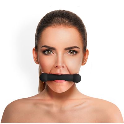 Кляп-палиця, силікон і натуральна шкіра, Art of Sex — Gag Stick Silicon, чорний