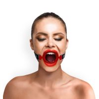 Кляп — силіконове кільце, натуральна шкіра, Gag Ring, внутрішній діаметр кільця 40 мм, червоний
