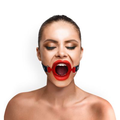 Кляп — силіконове кільце, натуральна шкіра, Gag Ring, внутрішній діаметр кільця 40 мм, червоний Кляп — силіконове кільце, натуральна шкіра, Gag Ring, внутрішній діаметр кільця 40 мм, червоний