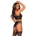 Комплект Leg Avenue Crop top and garter panty Black