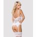 Сатиновий мереживний корсет Obsessive 810-COR-2 babydoll & thong S/M, білий, корсет, танга