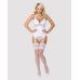 Сатиновий мереживний корсет Obsessive 810-COR-2 babydoll & thong L/XL, білий, корсет, танга