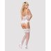 Сатиновий мереживний корсет Obsessive 810-COR-2 babydoll & thong L/XL, білий, корсет, танга
