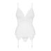 Сатиновий мереживний корсет Obsessive 810-COR-2 babydoll & thong L/XL, білий, корсет, танга