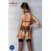 Корсет з відкритими грудьми Passion DOMINICA CORSET S/M black, пажі для панчіх, стрінги