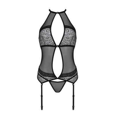 Корсет з пажами Passion SATARA CORSET L/XL black, стрінги, мереживо, застібки спереду та ззаду Корсет з пажами Passion SATARA CORSET L/XL black, стрінги, мереживо, застібки спереду та ззаду