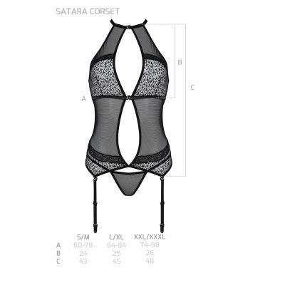 Корсет з пажами Passion SATARA CORSET L/XL red, стрінги, мереживо, застібки спереду та ззаду Корсет з пажами Passion SATARA CORSET L/XL red, стрінги, мереживо, застібки спереду та ззаду