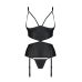 Корсет з відкритими грудьми Passion JANNIES CORSET S/M black, стрінги в наборі
