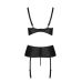 Корсет з відкритими грудьми Passion JANNIES CORSET XXL/XXXL black, стрінги в наборі