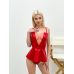 Лакований боді зі спідницею D&A L, червоний, з застібкою
