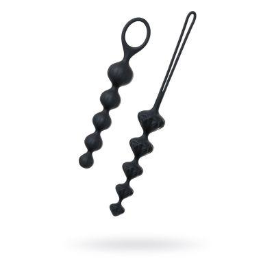 Набір анальних намистин Satisfyer Beads Black, силікон, макс. діаметр 3,3 см і 3,5 см