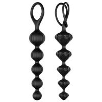Набір анальних намистин Satisfyer Beads Black, силікон, макс. діаметр 3,3 см і 3,5 см