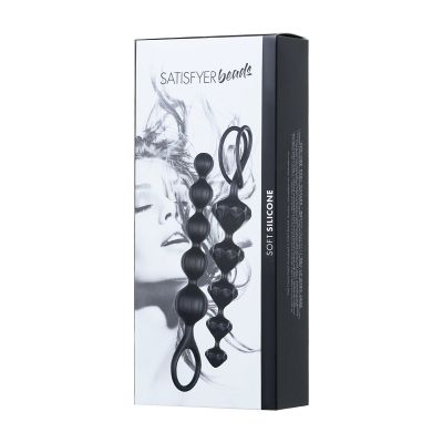 Набір анальних намистин Satisfyer Beads Black, силікон, макс. діаметр 3,3 см і 3,5 см