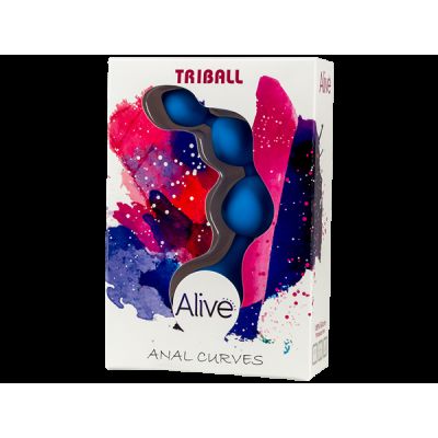 Анальні кульки Alive Triball Blue, силікон, макс. діаметр 2 см