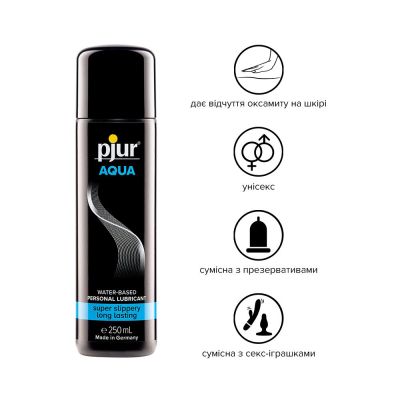 Лубрикант на водній основі pjur Aqua (250 мл), ефект оксамитової шкіри без прилипання