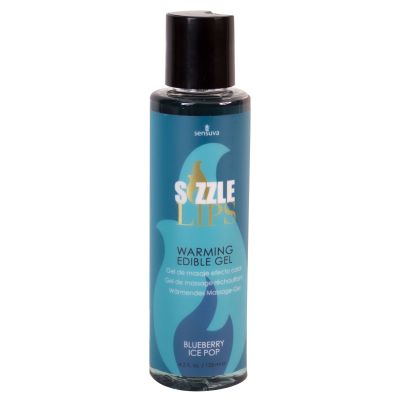 Зігрівальний масажний гель Sensuva Sizzle Lips Blueberry Ice Pop (125 мл) без цукру, їстівний 
