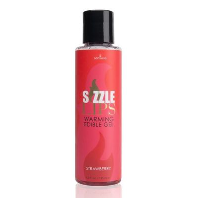 Зігрівальний масажний гель Sensuva Sizzle Lips Strawberry (125 мл) без цукру, їстівний