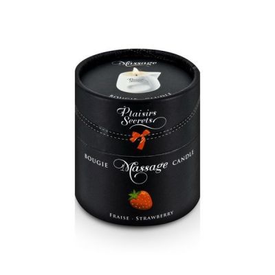 Масажна свічка Plaisirs Secrets Strawberry (80 мл), подарункове паковання, керамічний посуд