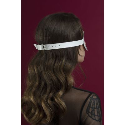 Маска на очі з заклепками Feral Feelings — Blindfold Mask, натуральна шкіра, біла