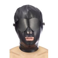 Капюшон для БДСМ зі знімною маскою Fetish Tentation BDSM hood in leatherette with removable mask Капюшон для БДСМ зі знімною маскою Fetish Tentation BDSM hood in leatherette with removable mask