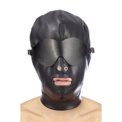 Капюшон для БДСМ зі знімною маскою Fetish Tentation BDSM hood in leatherette with removable mask Капюшон для БДСМ зі знімною маскою Fetish Tentation BDSM hood in leatherette with removable mask