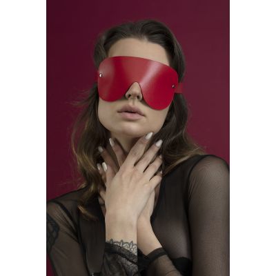 Маска на очі Feral Feelings — Blindfold Mask, натуральна шкіра, червона