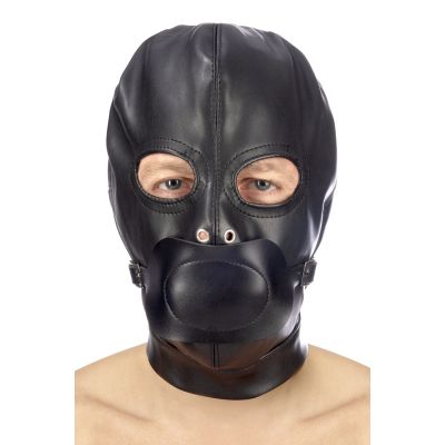 Капюшон із кляпом для БДСМ Fetish Tentation BDSM hood in leatherette with removable gag Капюшон із кляпом для БДСМ Fetish Tentation BDSM hood in leatherette with removable gag