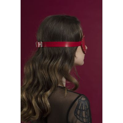 Маска на очі з заклепками Feral Feelings — Blindfold Mask, натуральна шкіра, червона