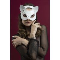 Маска кішечки Feral Feelings — Catwoman Mask, натуральна шкіра, біла