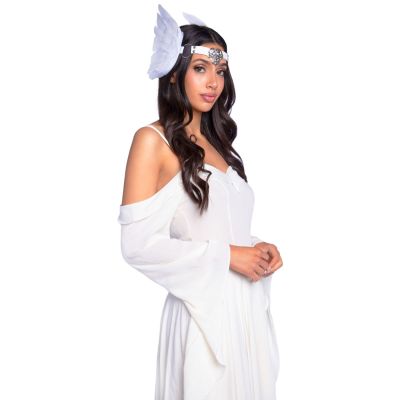 Пов’язка на голову з крилами Leg Avenue Feather headband White, пір’я та натуральна шкіра (біла)