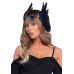 Пов’язка на голову з крилами Leg Avenue Feather headband Black, пір’я та натуральна шкіра (чорна)