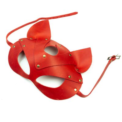 Преміальна маска кішечки LOVECRAFT, натуральна шкіра, червона, подарункове паковання