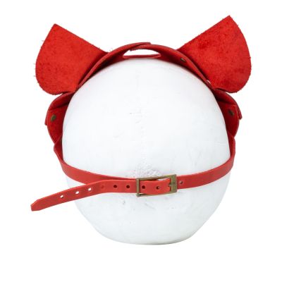 Преміальна маска кішечки LOVECRAFT, натуральна шкіра, червона, подарункове паковання