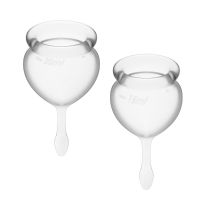 Набір менструальних чаш Satisfyer Feel Good (Transparent), 15мл і 20мл, мішечок для зберігання Набір менструальних чаш Satisfyer Feel Good (Transparent), 15мл і 20мл, мішечок для зберігання