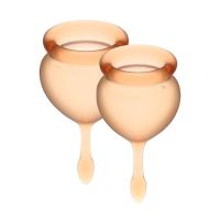 Набір менструальних чаш Satisfyer Feel Good (orange), 15мл і 20мл, мішечок для зберігання Набір менструальних чаш Satisfyer Feel Good (orange), 15мл і 20мл, мішечок для зберігання