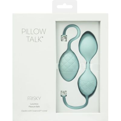Розкішні вагінальні кульки PILLOW TALK — Frisky Teal із кристалом, діаметр 3,2 см, вага 49-75 г Розкішні вагінальні кульки PILLOW TALK — Frisky Teal із кристалом, діаметр 3,2 см, вага 49-75 г