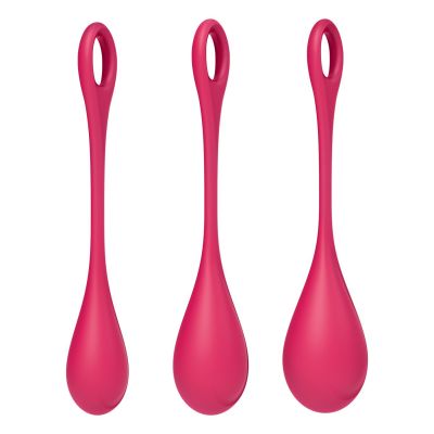 Набір йоні-намистин Satisfyer Yoni Power 1 Red, діаметр 2, 2,5, 3 см, вага 22, 46, 74 г