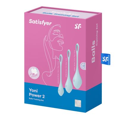 Набір йоні-намистин Satisfyer Yoni Power 2 Light Blue, діаметр 2, 2,5, 3 см, вага 22, 44, 73 г