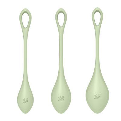 Набір йоні-намистин Satisfyer Yoni Power 2 Light Green, діаметр 2, 2,5, 3 см, вага 22, 44, 73 г