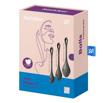 Набір йоні-намистин Satisfyer Yoni Power 2 Black, діаметр 2, 2,5, 3 см, вага 22, 44, 73 г