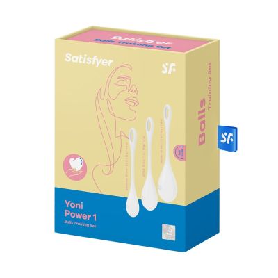 Набір йоні-намистин Satisfyer Yoni Power 1 White, діаметр 2, 2,5, 3 см, вага 22, 46, 74 г