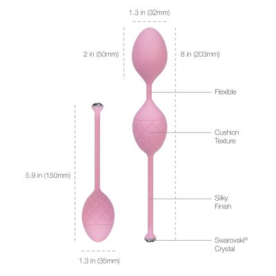 Розкішні вагінальні кульки PILLOW TALK — Frisky Pink із кристалом, діаметр 3,2 см, вага 49-75 г Розкішні вагінальні кульки PILLOW TALK — Frisky Pink із кристалом, діаметр 3,2 см, вага 49-75 г