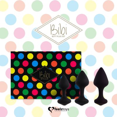 Набір силіконових анальних пробок FeelzToys - Bibi Butt Plug Set 3 pcs Black Набір силіконових анальних пробок FeelzToys - Bibi Butt Plug Set 3 pcs Black