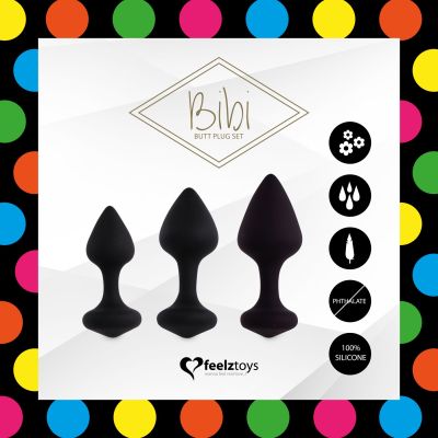 Набір силіконових анальних пробок FeelzToys - Bibi Butt Plug Set 3 pcs Black Набір силіконових анальних пробок FeelzToys - Bibi Butt Plug Set 3 pcs Black
