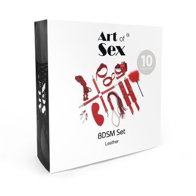 Набір Art of Sex — BDSM Set Leather, 10 предметів, натуральна шкіра, чорний